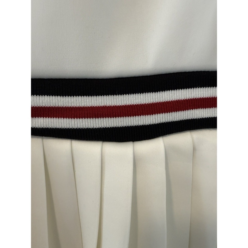 NWT Hunter Pleated Tennis Dress Mini Front Zip Sleeveless White Varsity Preppy M - Picture 7 of 12
